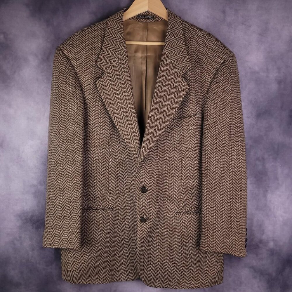 Vintage 90s LF Ormezzano Super 100s Made in Italy herringbone jacket blazer